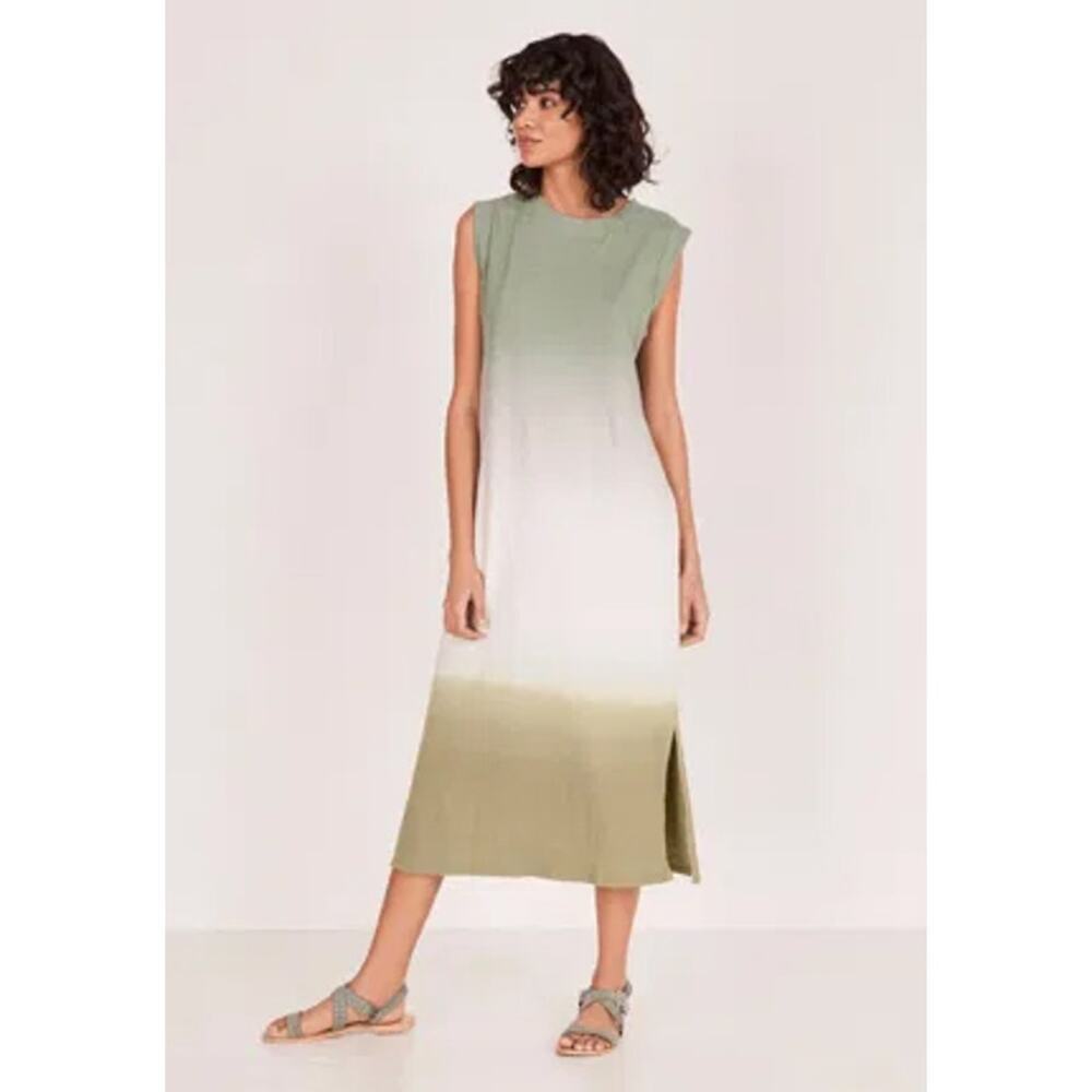 Hush Womens Colorblock Jersey Maxi Dress Gray Beige Tan Ombre Light Cotton Linen